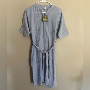 Blue Striped Midi Dress